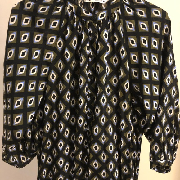 DEAL!!Olive green, black, lilac geometric dress, XS - Picture 4 of 5